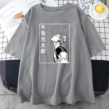 Bokuto Koutarou Anime Haikyuu Ženske T-Shirt korejski Slog Priložnostne Majice 2021 Poletje Cool Majica Fashion Black Tees Za Dekleta