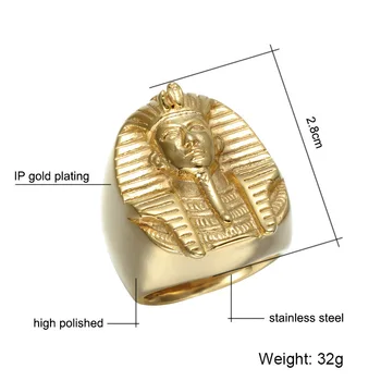 BONLAVIE Egipt Pharaon Zlato Kip Obroč, Nakit za Moške Obletnico Cocktail Obroč