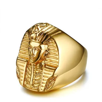 BONLAVIE Egipt Pharaon Zlato Kip Obroč, Nakit za Moške Obletnico Cocktail Obroč