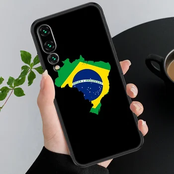 Brazilija zastavo primeru Telefon Za Huawei P Mate P10 P20 P30 P40 10 20 Smart Ž Pro Lite 2019 črni 3D prime precej kritje mehko nazaj trend