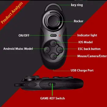 Brezžična Tehnologija Bluetooth V4.0 Igro Ročaj Mini VR Daljinski Krmilnik Pad Gamepad za IOS/Android Pametni telefon Palčko, Fant, Otroci Darilo