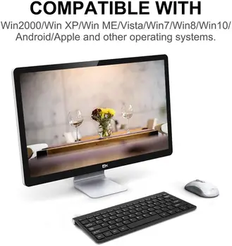 Brezžična Tipkovnica za Računalnik, Tipkovnica Brezžična Mini USB za PC, Laptop Ergonomska Keycaps Neslišno tipkovnico Tiho Klaviature
