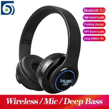 Byscoon Brezžične Slušalke Močan Bas Bluetooth-združljive Slušalke šumov Slušalke,Zložljive Iger na srečo Športne Slušalke