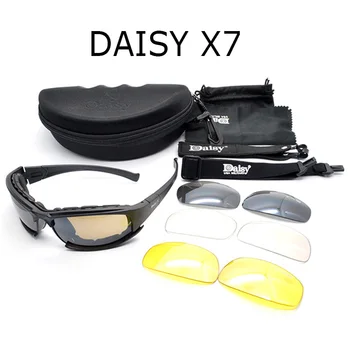 C5 X7 Očala UV400 Zaščito, Vojaško Vojske Očala 4 Objektiv Gafas Daisy Polarizirana Taktično sončna Očala Moških, Airsoft, Lov