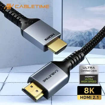 CABLETIME 8K Kabel HDMI za TV HDMI 2.1 Kabel 48Gbps HDR 8K/60Hz 4K/144Hz Ultra HD Digitalni Kabel HDMI Splitter Kabel C388
