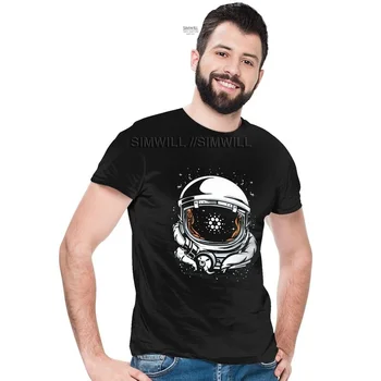 Cardano Tshirt Moški Novost Tees Vrh Bombaž Majica Kratek Rokav ADA Cryptocurrency in Smešno Astronavt Taxi to the Moon T-shirt