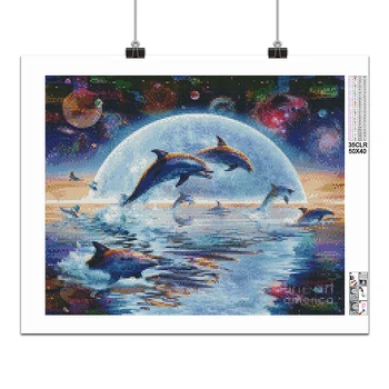 Celotno Kvadrat&Krog 5D Diamond Slikarstvo Živali Dolphin Kit Sea world doma dekor Diamand vezenje mozaik Navzkrižno šiv Barve Prodaje