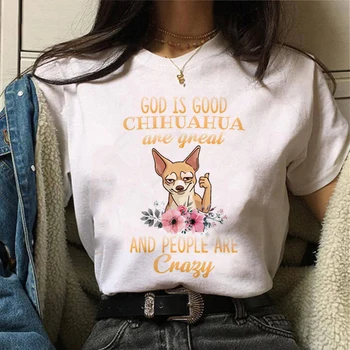 Chihuahua Majica s kratkimi rokavi Ženske Kawaii Pes Tiskanja Dame Tee Vrhovi Moda Živali 90. letih Tshirt Estetske Cartton Harajuku Ženska T-shirt majica