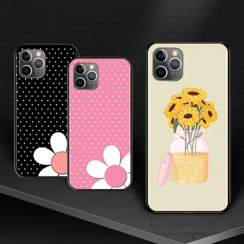 Chrysanthemum Umetnosti Za iPhone 12 11 XS Pro Max Mini XR X 8 7 6 6S Plus 5 SE 2020 Črni Pokrov Primeru Telefon