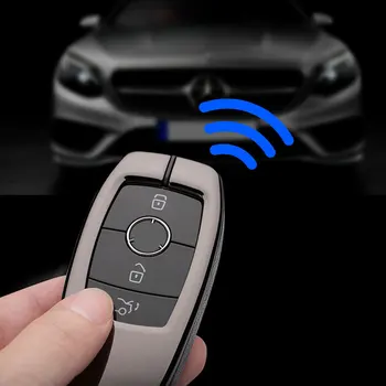 Cinkove Zlitine+Usnje Avto Ključ Primeru Za Mercedes Benz V-Razred E Razred E300 2017 Daljinsko Zaščitnik Kritje Keychain Vrečko Auto Dodatki