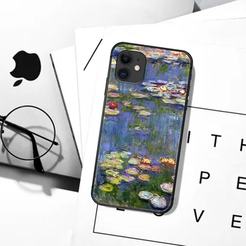 Claude Monet Oljno sliko Sončnic Primeru Telefon Za iPhone 5 5S SE 2020 6 6S 7 Plus 8 11 12 Mini X XS XR Pro Max black Etui