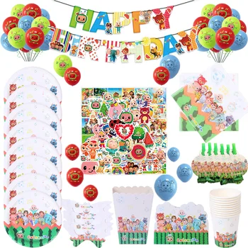 Cocomelon Temo Happy Birthday Party Okraski, Papirnate Skodelice Plošče Napkin Slamic Balon Otroci Igrače Baby Tuš Dobave