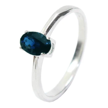 CoLife Jeweley Naravnih Kitajski Safir Ring 4 mm*6 mm Deek modra, temno Modra Srebrni Prstan Srebro 925 Safir Nakit