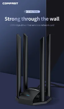 Comfast 1300Mbps WI-FI Sprejemnik 4*6dBi Dual Band Anteno Voznik-Brezplačno Dolgo Vrsto Omrežne Kartice 2.4&5GHz Namizje Adapter CF-WU785AC