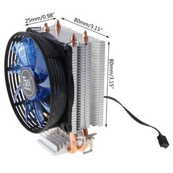 CPU Cooler Master 2 Čistega Bakra Toplote-cevi Ventilatorja z Modro Svetlobo Zamrznitev Stolp Hladilni Sistem z PWM Ventilatorji