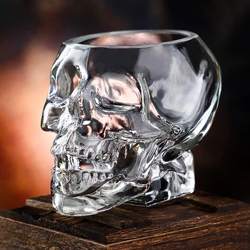 Creative 3D Lobanje Stekla, Viski, Vino, Vodka Bar Transparentno Steklo Cocktail Pokal noč Čarovnic alkoholnih Pijač Kozarec Vina Crystal Skull Glave Pokal