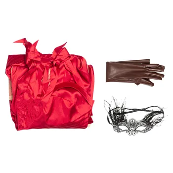 Cruella Cosplay Kostum Rdeča Obleka Obleke Halloween Carnival Obleko