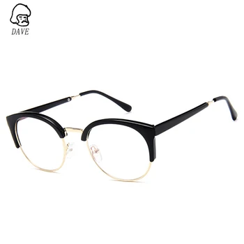 DAVE blagovne Znamke Pol Kovinski Okvir Očal Okvir Ženske Retro Cat Eye Glasses Okvir Ženski Krog Optični Okvir