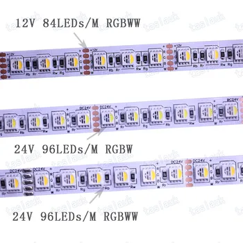 DC12V 24V 5m 84 96LEDs 5050 SMDRGBW RGBWW 4 Barve v 1 Čip Led Fleksibilni Trak RGB Svetlobe + bela / Topla Bela notranjo dekoracijo