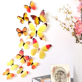 Debelo 3D Gradient Butterfly otroška Soba Stenske Nalepke Krilo Zložljive Nalepko Notranjo Prenovo Prostem Dekor
