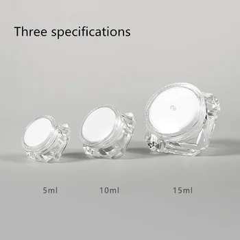 Debelo 5g/10g/15g Kozmetični Posodo Visoko-kakovostni razred Krema Jar Diamond Oblikovan Jasno krema polje Prazno, se lahko ponovno polnijo Vzorec steklenice