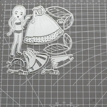 Dekle, Princesa Obleko Vilini Angel Rezanje Kovin Matrice Matrice za DIY Scrapbooking Album Žig Papir, Kartice Reliefi