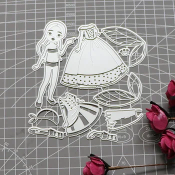 Dekle, Princesa Obleko Vilini Angel Rezanje Kovin Matrice Matrice za DIY Scrapbooking Album Žig Papir, Kartice Reliefi