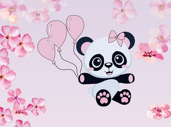 Dekle Rojstni Dan Ozadje Otroci Srčkan Baby Panda Temo Stranki Ozadju Torto, Sladice Tabela Banner Decors Roza Okolij