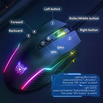 Dekle Roza 6400 DPI Žično Gaming Miška USB Igre Miši 7 Gumbi Dihanje Design LED Barve za Laptop PC Gamer Darilo Urad