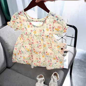 Dekleta Cvetlični Obleke 2021 Bombaž Moda Sladko Otroci Cvetja Kostume Otroci brez Rokavov Malčka, Otroška Oblačila, Princesa obleko