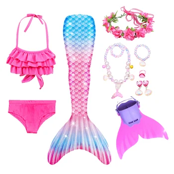 Dekleta morska deklica Repi Plavanje Obleke Cosplay Kostum Plažo, Oblačila otročiči morska deklica Kopalke za Otroke Swimmable Kostumi