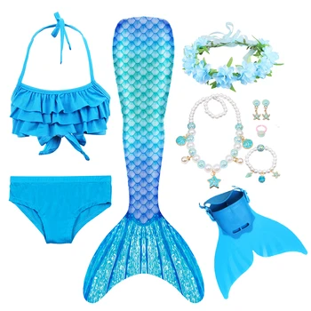 Dekleta morska deklica Repi Plavanje Obleke Cosplay Kostum Plažo, Oblačila otročiči morska deklica Kopalke za Otroke Swimmable Kostumi
