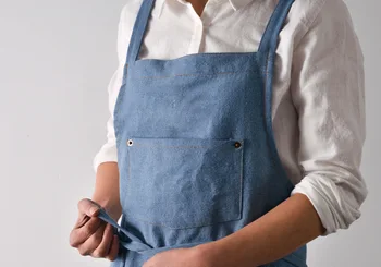 Denim korejskem slogu visi vratu predpasnik kuhinja brez rokavov predpasnik čiščenje predpasnik kuhinje, pisarniško uporabo