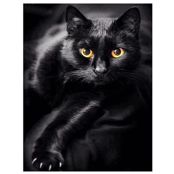 Diamond Slikarstvo Black cat Celoten Kvadratni/Krog 5D DIY Diamond Vezenje prodaje Nosorogovo Živali vzorec Dekoracijo Doma