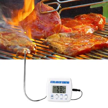 Digitalni Merilnik Temperature Živil Timer, Lcd Zaslon za Kuhanje Mesa BBQ Žar