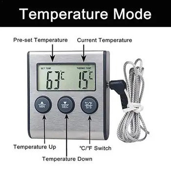 Digitalni Mesa Termometer Merilnik Temperature Za pečenje na Žaru Časovnik Hrano z G9N3 Kuhanje, Kuhanje Smart Način F1Z2