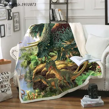 Dinozaver Jurassic 3D Tiskanih Flis Odeja za Postelje Debela Odeja Moda Bedspread Sherpa Vrgel Odejo Odrasli, Otroci 20