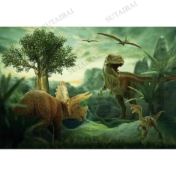 Dinozaver Jurassic Svetu Starih Časih Fant Rojstni Dan Foto Studio Kulise Fotografiranje Otrok Portret Studio Photocall Photophone