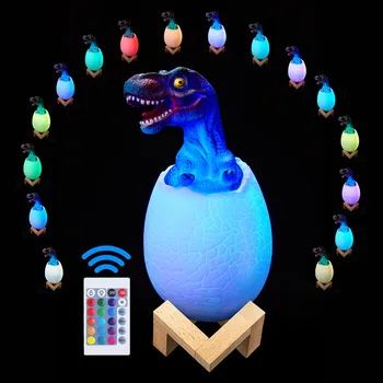 Dinozaver Noč lahka 3D 16 Barv Jajce LED Luminaria Senzor Gibanja Lučka Lučka 4Modes Igrača za ponovno Polnjenje namizne Svetilke