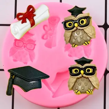 Diplomi Klobuk Sova Silikonsko Plesni DIY Cupcake Pokrivalo Fondat Torta Dekoraterstvo Orodja Sladkarije Smolo Gline Čokolada Gumpaste Kalupi