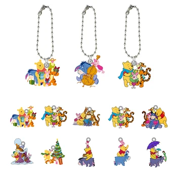 Disney Klasičnih Winnie The Pooh Vzorec Design Risanka Keychain Epoksi Smolo Nahrbtnik Šolsko Torbo Keychain Dodatki