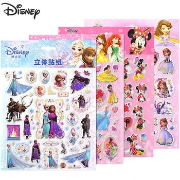 Disney Mickey Minnie Zamrznjene Nalepke Kawaii 3D Zabuhle Mehurček Nalepke Cute Anime Risanke Princesa Sofija Dekle Otroci Nagrada Knjiga Darilo