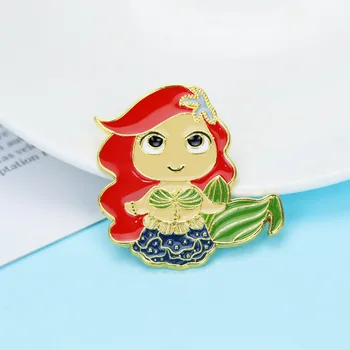 Disney morska deklica Broška značko Pin Risanka Emajl broške Broška Zlitine Kovin, Modni Nakit