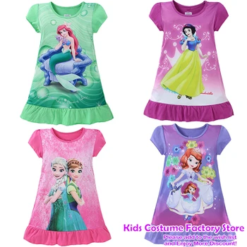 Disney Novo Poletno Obleko Princesa Anna Elsa Morska Deklica Vzorec Dekleta Nightgowns Otroci Stranke Obleke Sleepwear Otroci Dekliška Spavaćica