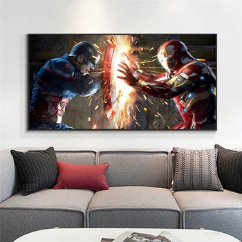 Disney Platno Slikarstvo Captain America Iron Man Marvel Avengers Steno Umetnosti Plakatov in Fotografij Slike Za Dekoracijo Doma