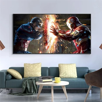 Disney Platno Slikarstvo Captain America Iron Man Marvel Avengers Steno Umetnosti Plakatov in Fotografij Slike Za Dekoracijo Doma