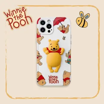 Disney Winnie the Pooh Mehko Ohišje za iPhone 12 11 Pro Max XR XS Max 7 8 Plus X SE Celotno Telo, Telefon Zadnji Pokrovček