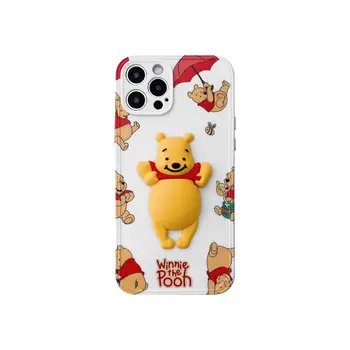 Disney Winnie the Pooh Mehko Ohišje za iPhone 12 11 Pro Max XR XS Max 7 8 Plus X SE Celotno Telo, Telefon Zadnji Pokrovček