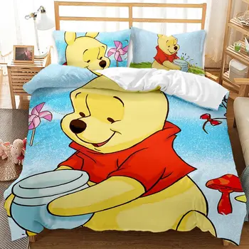 Disney Winnie the Pooh Posteljnina Določa 3D Lepe Rjuhe Kritje z Pillowcases Posteljo Obloge Twin Polno Kraljica Kralj Velikosti Otroško Darila