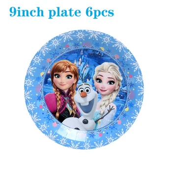 Disney Zamrznjene Modra Temo Stranki Dobave Ana in Elsa Princesa Okraski Otroci Dekleta Pokal Ploščo Slame za Enkratno uporabo Set Posode